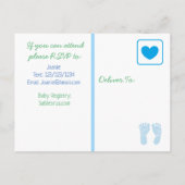 Baby Boy Blue Sage Groen Baby shower Uitnodiging Briefkaart (Achterkant)
