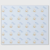 Baby Boy Blue Script Cute Baby shower Cadeaupapier (Vlak)