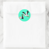 Baby Boy Blue & Stork Ronde Sticker (Tas)