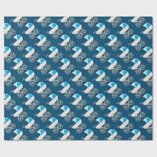 Baby Boy Blue  Strollers Patroon Cadeaupapier (Vlak)