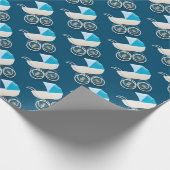 Baby Boy Blue  Strollers Patroon Cadeaupapier (Hoek)