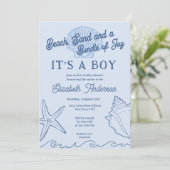 Baby Boy Blue Summer Baby shower Beach Kaart (Staand voorkant)