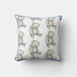 Baby Boy Blue Teddy Bear Waterverf Nursery Kussen