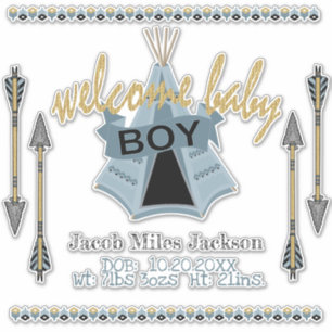 Baby Boy Blue Teepee Tent - Kiss-Cut Sticker