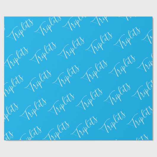 Baby Boy Blue Triplet Boys Script Cadeaupapier (Vlak)