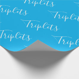 Baby Boy Blue Triplet Boys Script Cadeaupapier