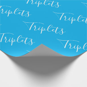 Baby Boy Blue Triplet Boys Script Cadeaupapier