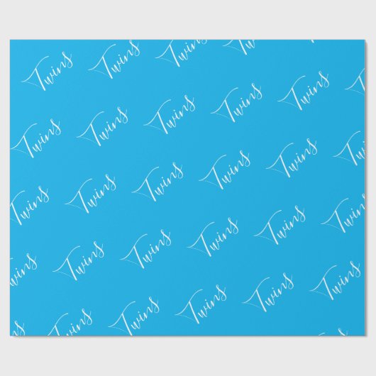 Baby Boy Blue Twin Boys Script Cadeaupapier (Vlak)