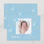 Baby Boy Blue Twinkle Twinkle Foto Schattige Geboo Aankondigingskaart (Voorkant / Achterkant)