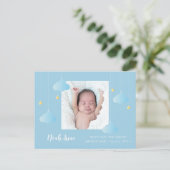 Baby Boy Blue Twinkle Twinkle Foto Schattige Geboo Aankondigingskaart (Staand voorkant)