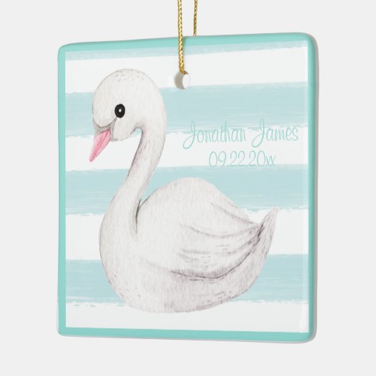 Baby Boy Blue Typografie Naam Datum Keepomwille Keramisch Ornament (Links)