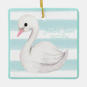 Baby Boy Blue Typografie Naam Datum Keepomwille Keramisch Ornament (Voorkant)