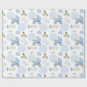 Baby Boy Blue Waterverf Baby shower Cadeaupapier (Vlak)