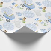 Baby Boy Blue Waterverf Baby shower Cadeaupapier (Hoek)