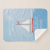 Baby Boy Blue Waterverf Sailboat Ocean Nautical Sherpa Deken (Voorkant (horizontaal))