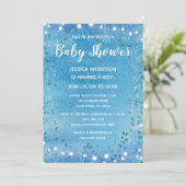 Baby Boy Blue Waterverf String Lights Baby shower Kaart (Staand voorkant)