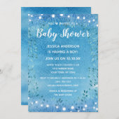 Baby Boy Blue Waterverf String Lights Baby shower Kaart (Voorkant / Achterkant)