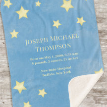 Baby Boy Blue Waterverf Whimsical Cute Stars