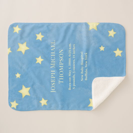 Baby Boy Blue Waterverf Whimsical Cute Stars Sherpa Deken
