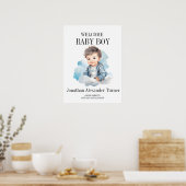 Baby Boy Blue Welkom Ziekenhuisdeur Poster (Keuken)