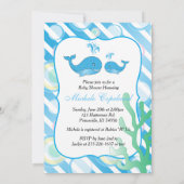 Baby Boy Blue Whale Baby shower Kaart (Achterkant)