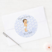 Baby Boy Blue White en grijs Ronde Sticker (Envelop)