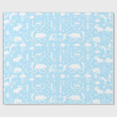 Baby Boy Blue & White Forest Animal Tracrows Cadeaupapier (Vlak)