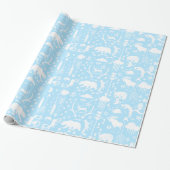 Baby Boy Blue & White Forest Animal Tracrows Cadeaupapier (Uitgerold)