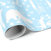 Baby Boy Blue & White Forest Animal Tracrows Cadeaupapier (Rol Hoek)