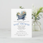 Baby Boy Blue Wieg Bloemendouche Kaart (Staand voorkant)