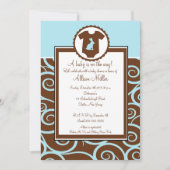 Baby Boy Bodysuit Swirl Boy Baby shower Invitation Kaart (Voorkant)