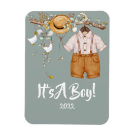 Baby Boy Boho Greenery Rustic Magneet