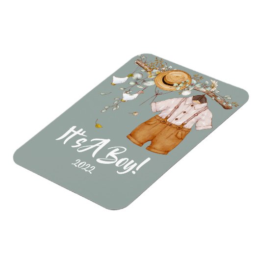 Baby Boy Boho Greenery Rustic Magneet (Linkerzijde)