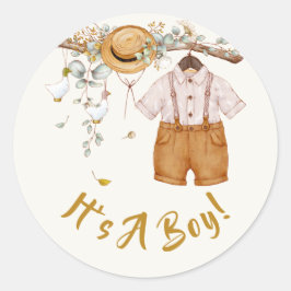 Baby Boy Boho Hangende Outfit Ronde Sticker