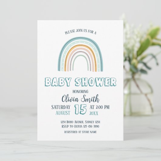 Baby Boy Boho Regenboog Baby shower Kaart (Staand voorkant)