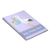 Baby Boy Book - Stork levert Baby Boy Notitieboek (Rechterzijde)