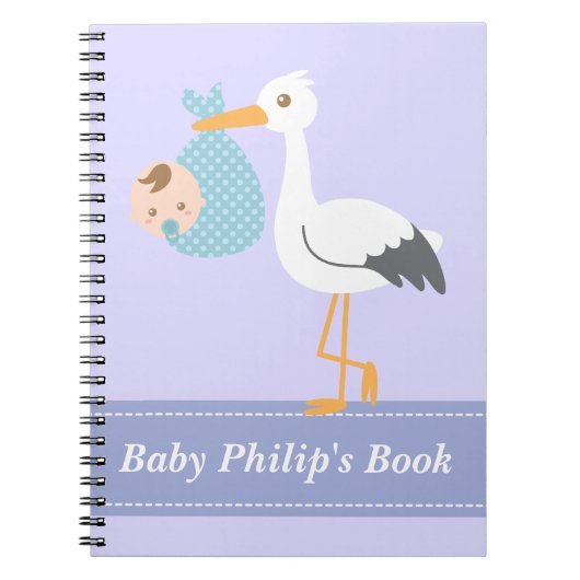 Baby Boy Book - Stork levert Baby Boy Notitieboek (Voorkant)