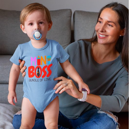 Baby Boy Boss Bundel van Liefde Melk Bottle Rattle Romper