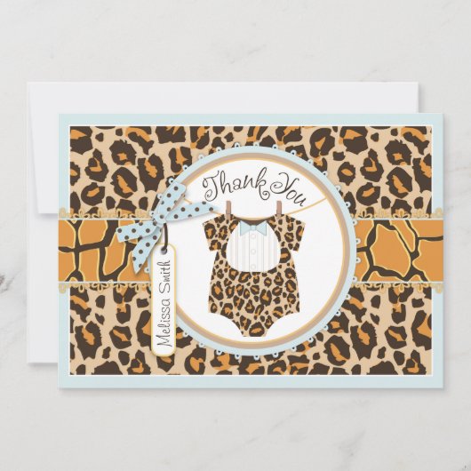 Baby Boy Bow Stropdas Cheetah Print Dank je Bedankkaart (Voorkant)