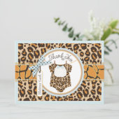 Baby Boy Bow Stropdas Cheetah Print Dank je Bedankkaart (Staand voorkant)