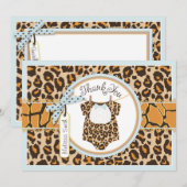 Baby Boy Bow Stropdas Cheetah Print Dank je Bedankkaart (Voorkant / Achterkant)