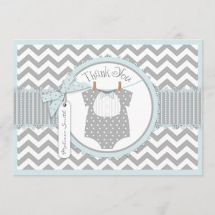 Baby Boy Bow Stropdas Chevron Afdruk Dank je wel Bedankkaart