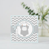 Baby Boy Bow Stropdas Chevron Print Baby shower Kaart (Staand voorkant)
