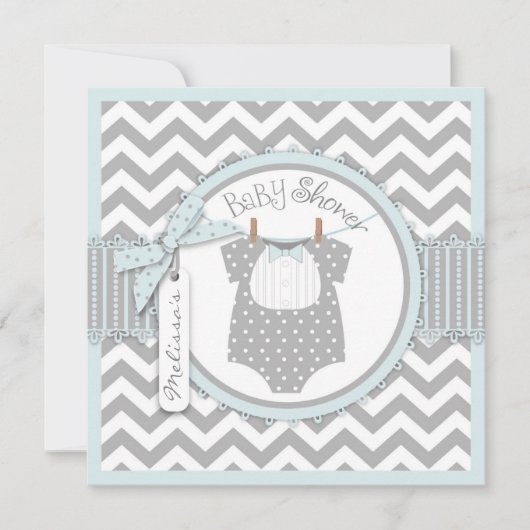 Baby Boy Bow Stropdas Chevron Print Baby shower Kaart (Voorkant)