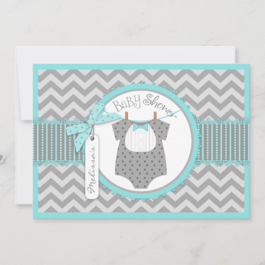 Baby Boy Bow Stropdas Chevron Print Baby shower Kaart (Voorkant)