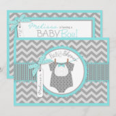 Baby Boy Bow Stropdas Chevron Print Baby shower Kaart (Voorkant / Achterkant)