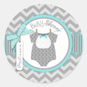 Baby Boy Bow Stropdas Chevron Print Baby shower Ronde Sticker