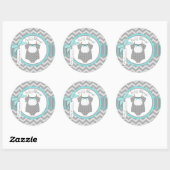 Baby Boy Bow Stropdas Chevron Print Baby shower Ronde Sticker (Vel)