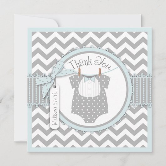 Baby Boy Bow Stropdas Chevron Print Dank je Bedankkaart (Voorkant)