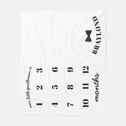 Baby Boy Bow Stropdas Maandelijkse Mijlpaal Fleece Deken (Voorkant)